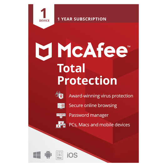 McAfee Total Protection, 1 Device, 1 Year Licence Key