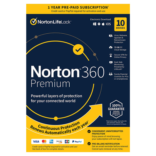 Norton 360 Premium, 10 Devices, 1 Year Licence Key