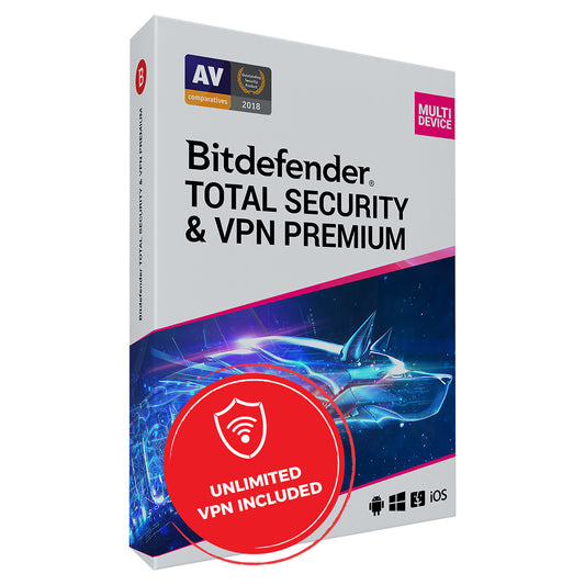 Bitdefender Total Security & Premium VPN, 10 Devices, 1 Year Licence Key