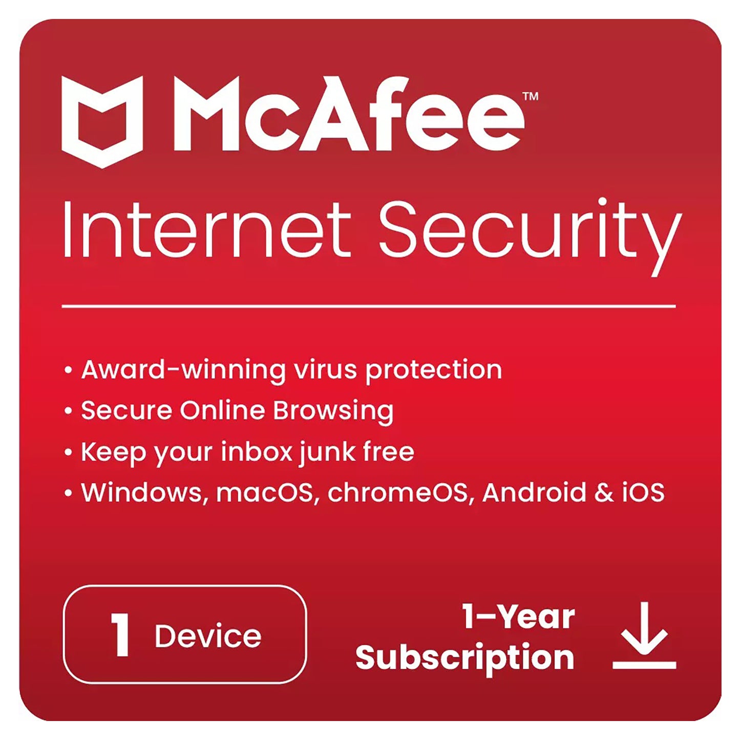 McAfee Internet Security Antivirus 1 Device 1 Year Licence Key – Instant Download