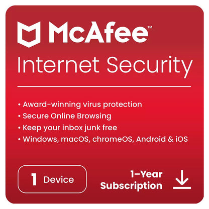 McAfee Internet Security Antivirus 1 Device 1 Year Licence Key – Instant Download