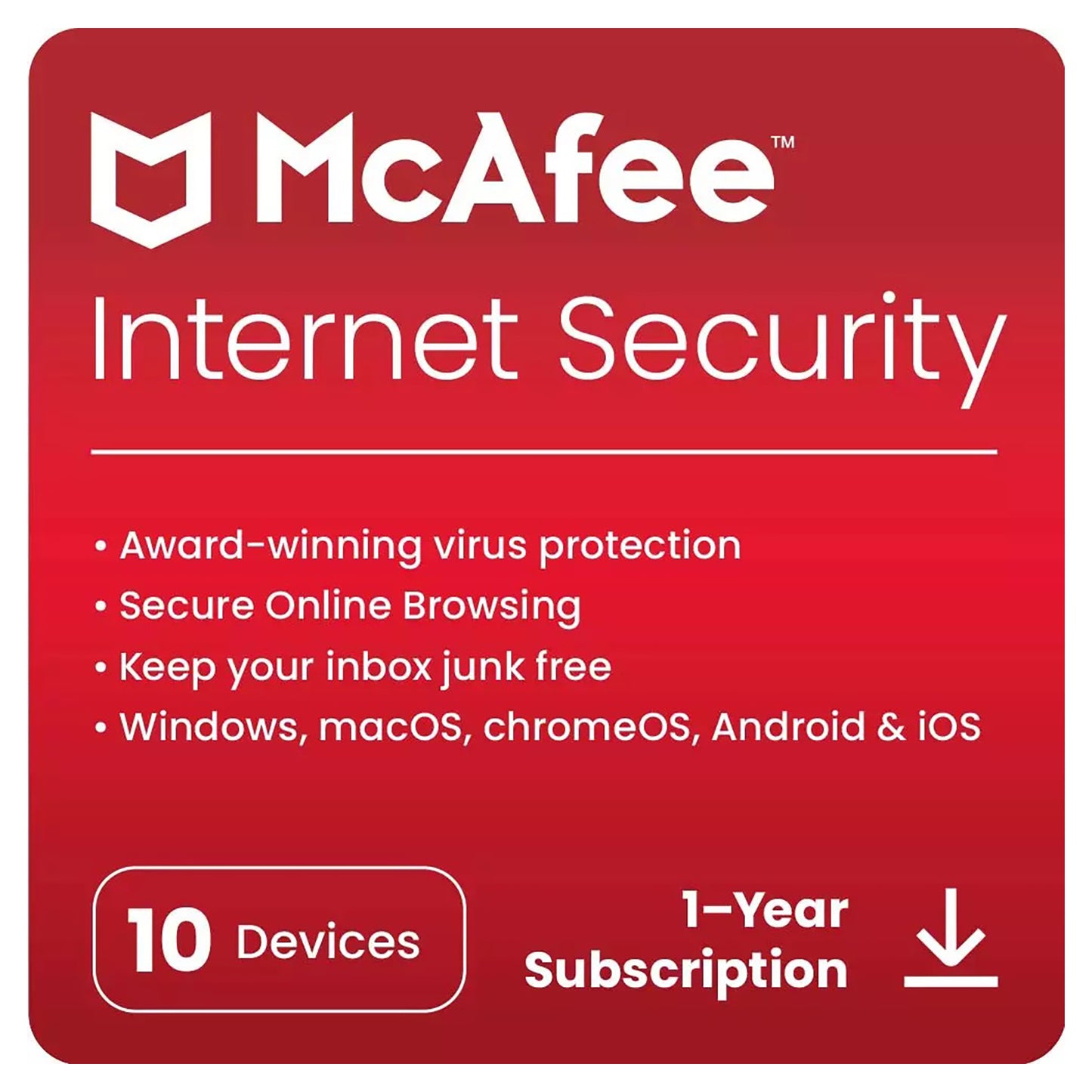 McAfee Internet Security Antivirus 10 Devices 1 Year Licence Key – Instant Download
