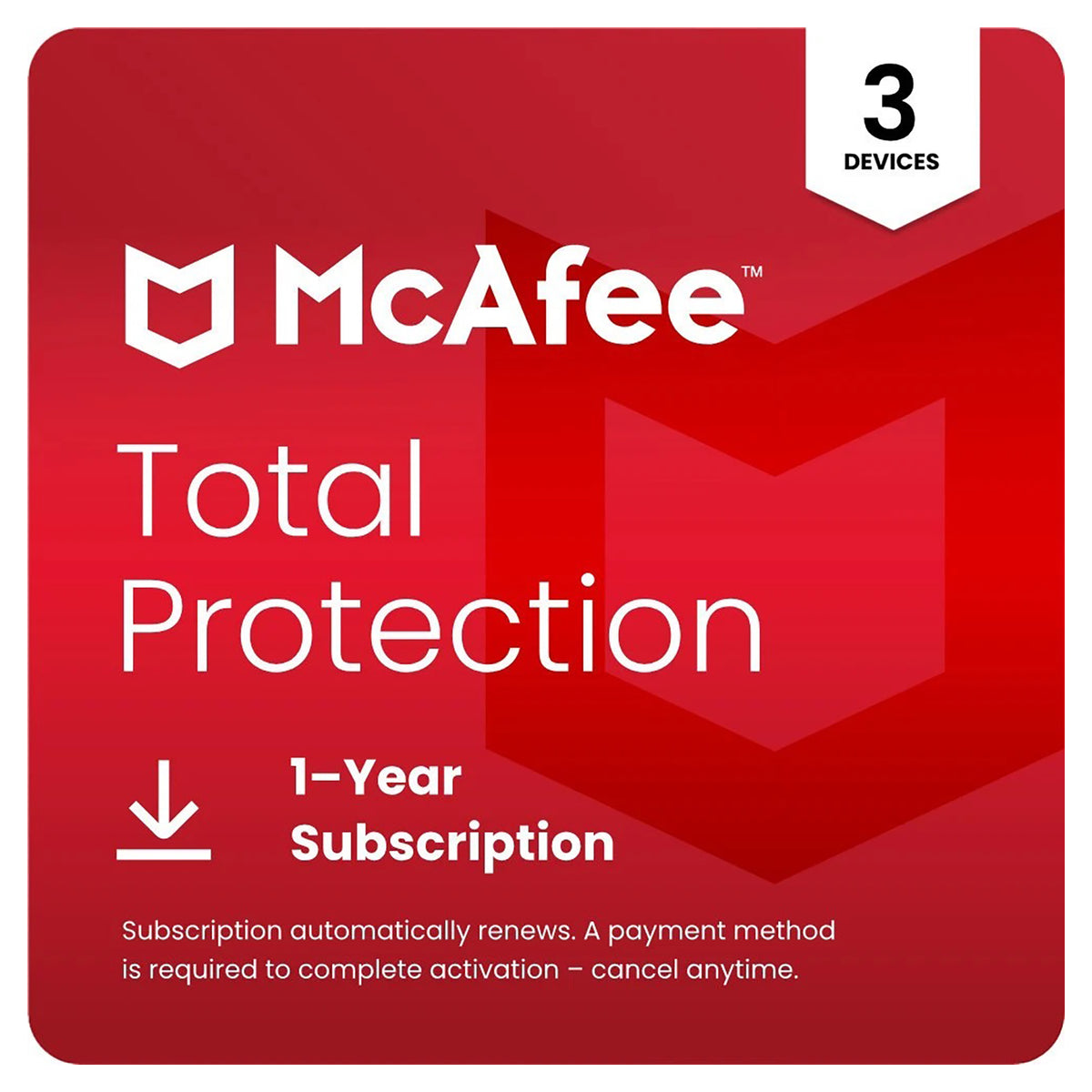 McAfee Total Protection Antivirus 3 Devices 1 Year Licence Key – Instant Download