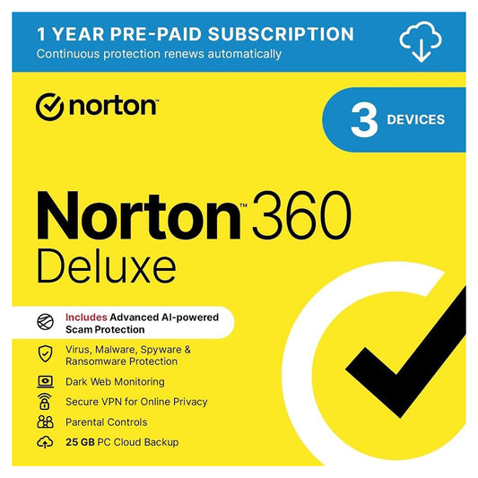 Norton 360 Deluxe Antivirus 3 Devices 1 Year Licence Key – Instant Download