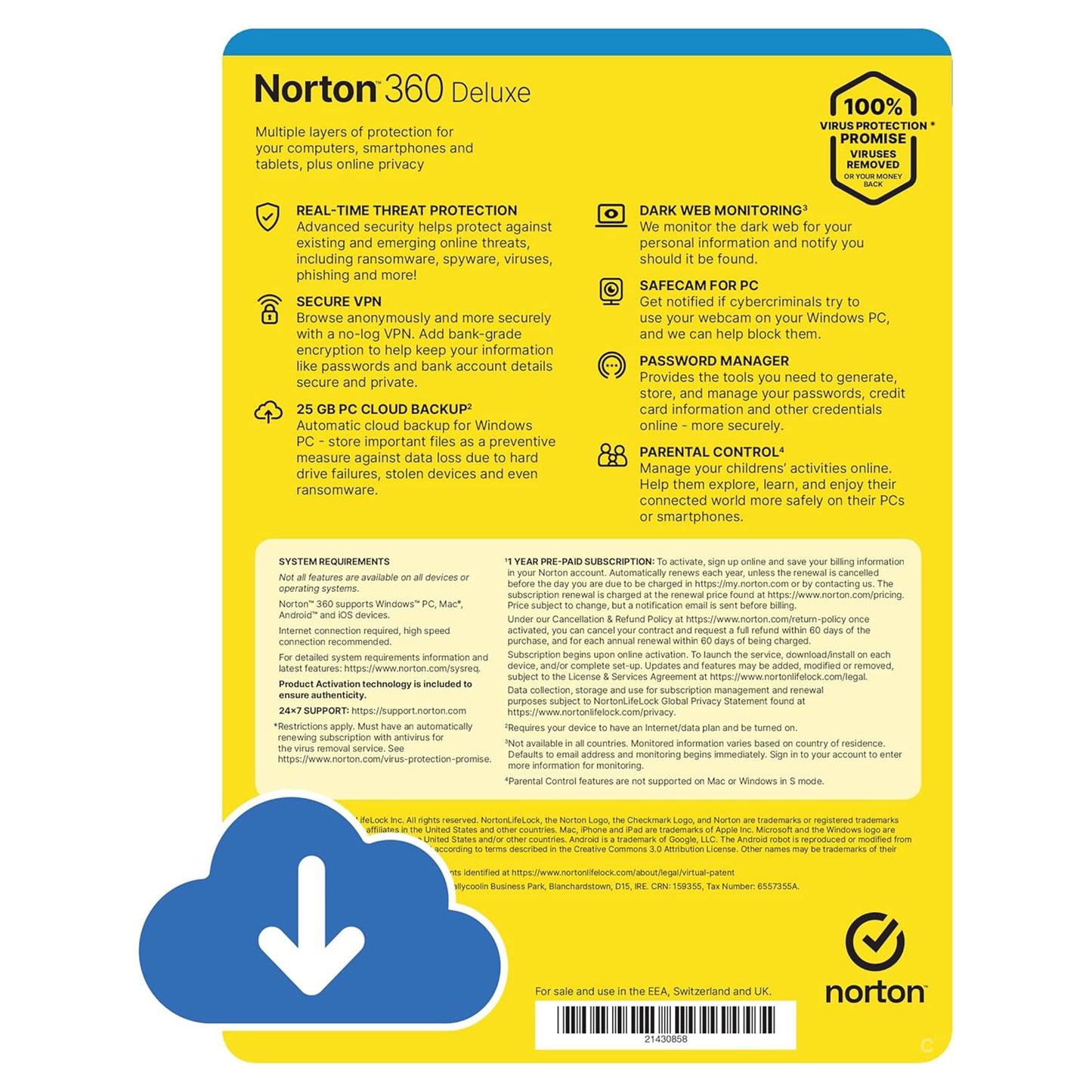 Norton 360 Deluxe Antivirus 3 Devices 1 Year Licence Key – Instant Download