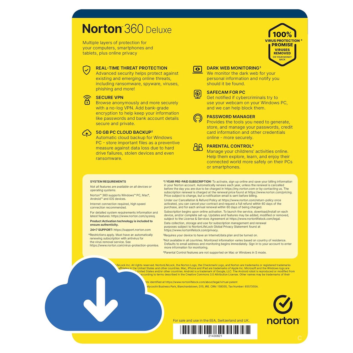 Norton 360 Deluxe Antivirus 5 Devices 1 Year Licence Key – Instant Download