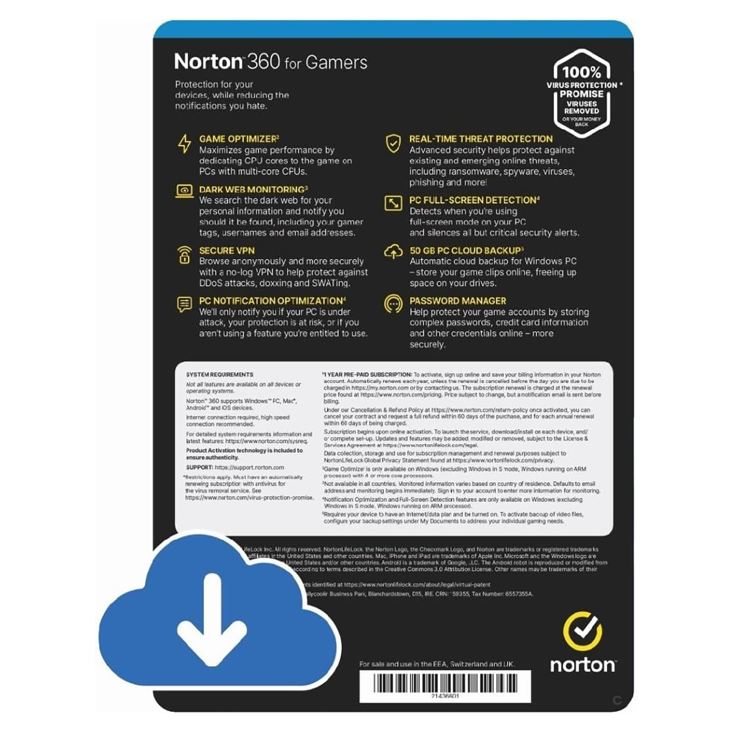 Norton 360 for Gamers Antivirus 3 Devices 1 Year Licence Key – Instant Download