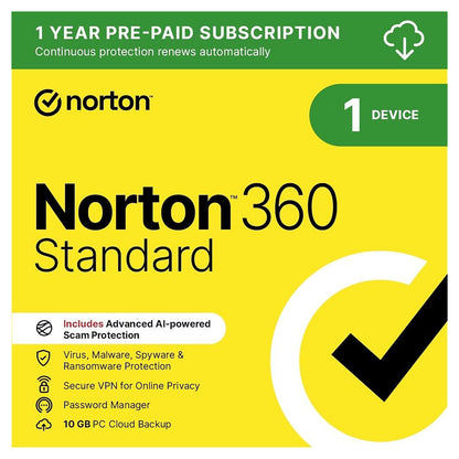 Norton 360 Standard Antivirus 1 Device 1 Year Licence Key – Instant Download
